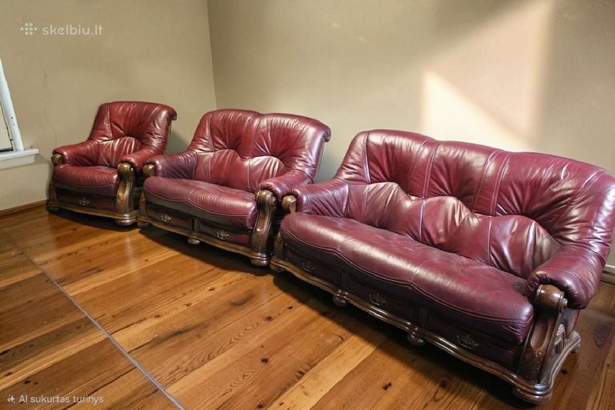 Chesterfield baldų komplektas 3+2+1 ir pufas - nuotraukos Nr. 17