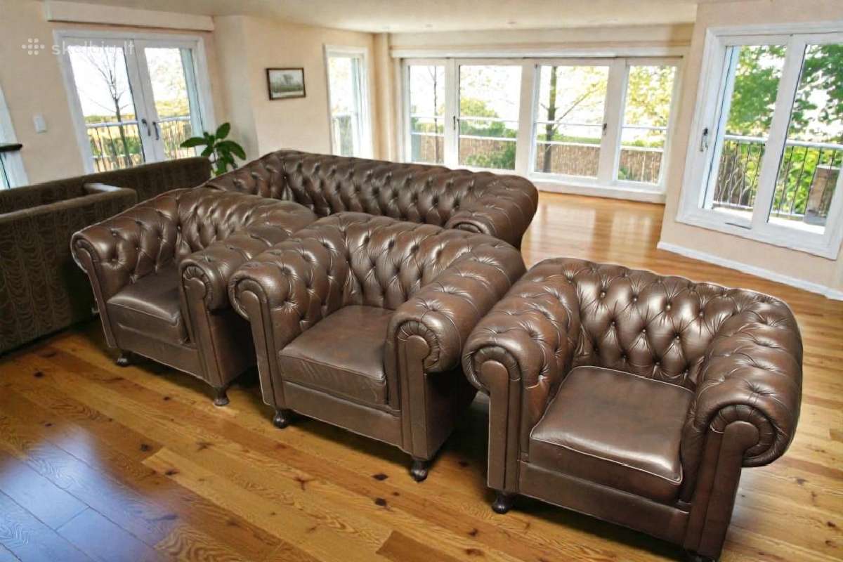 Chesterfield baldų komplektas 3+2+1 ir pufas - nuotraukos Nr. 28