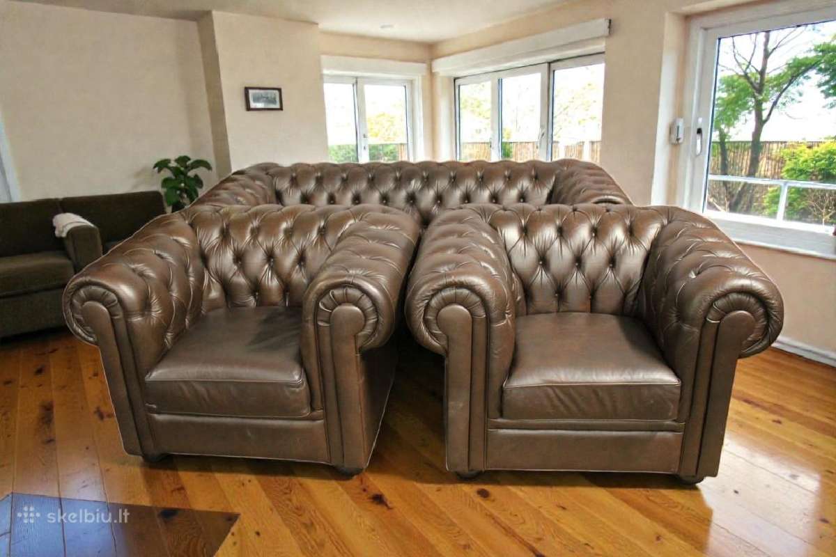 Chesterfield baldų komplektas 3+2+1 ir pufas - nuotraukos Nr. 29