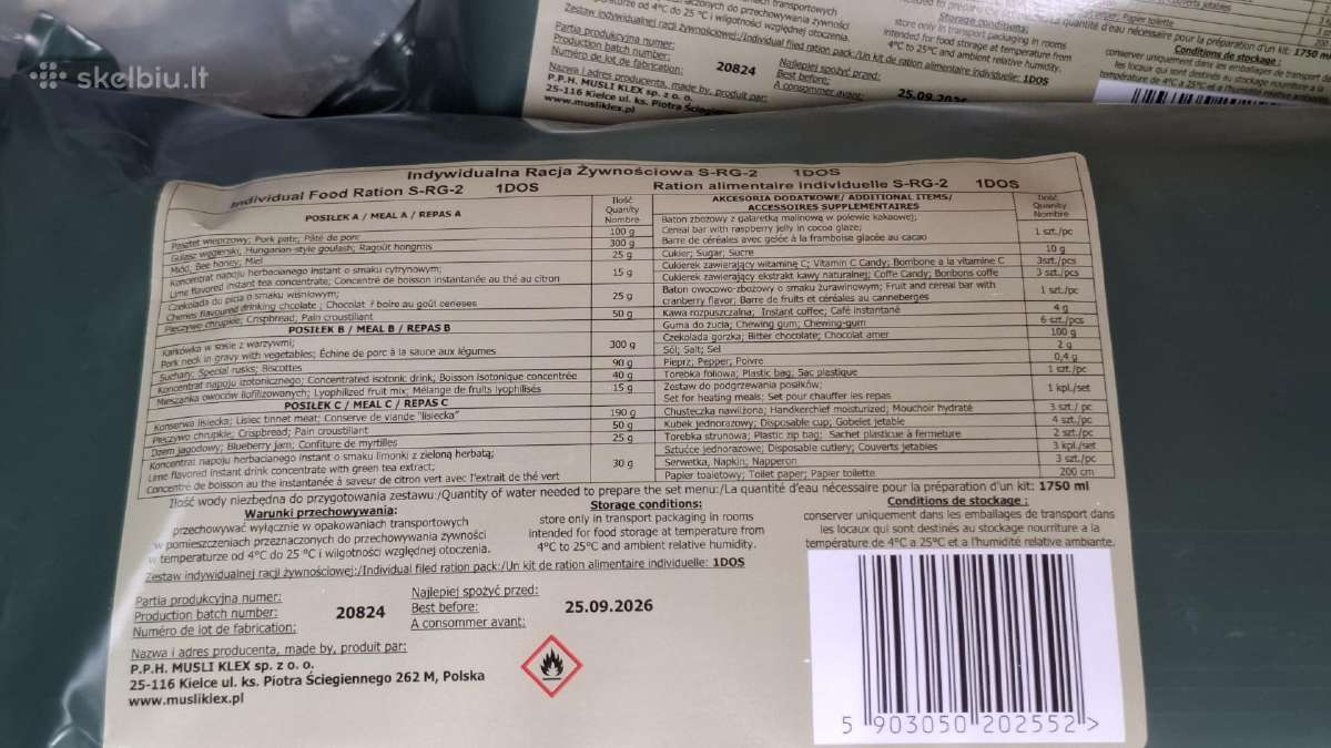 Lenkiškas kariškas paros maisto davinys