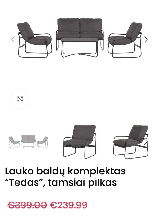 Naujas, lauko baldų komplektas