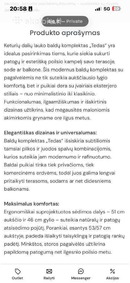 Naujas, lauko baldų komplektas - nuotraukos Nr. 6