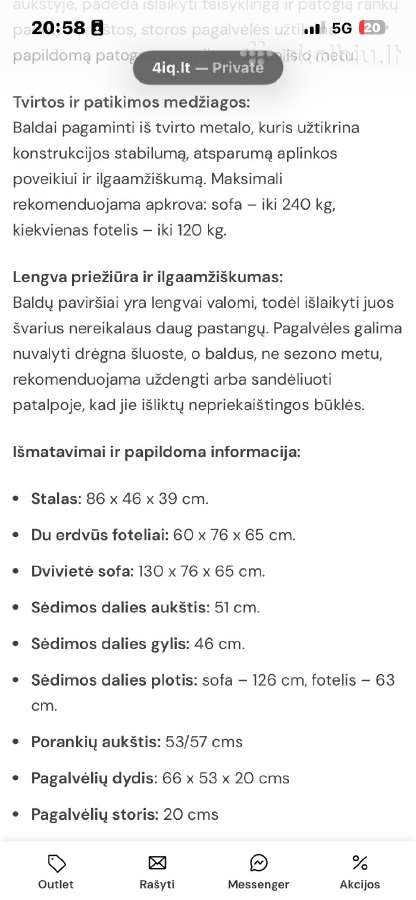 Naujas, lauko baldų komplektas - nuotraukos Nr. 7