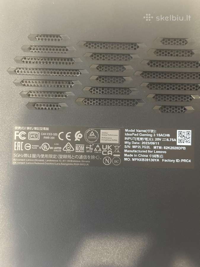 Lenovo Ideapad Gaming 3 15ach6 16gb RAM 512gb - nuotraukos Nr. 4