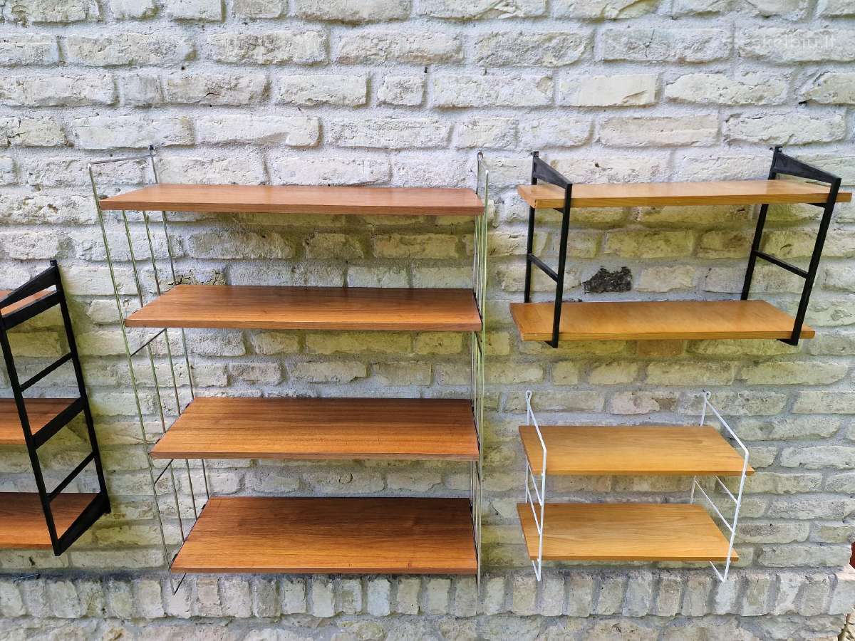 Vintažinės mid century pakabinamos lentynos - nuotraukos Nr. 2
