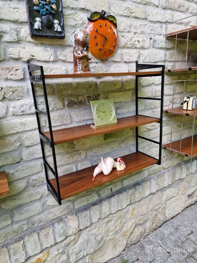 Vintažinės mid century pakabinamos lentynos - nuotraukos Nr. 3