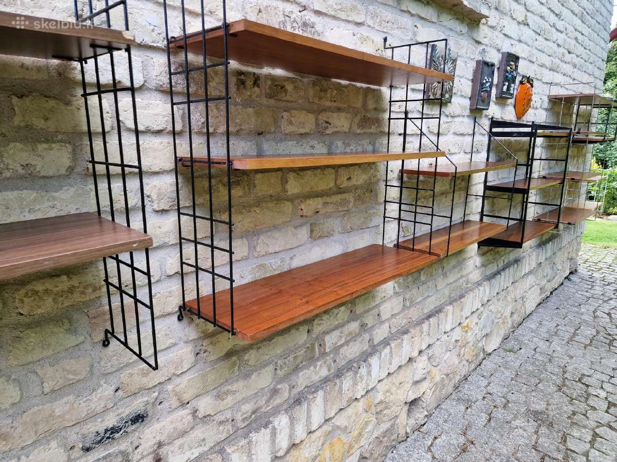 Vintažinės mid century pakabinamos lentynos - nuotraukos Nr. 4