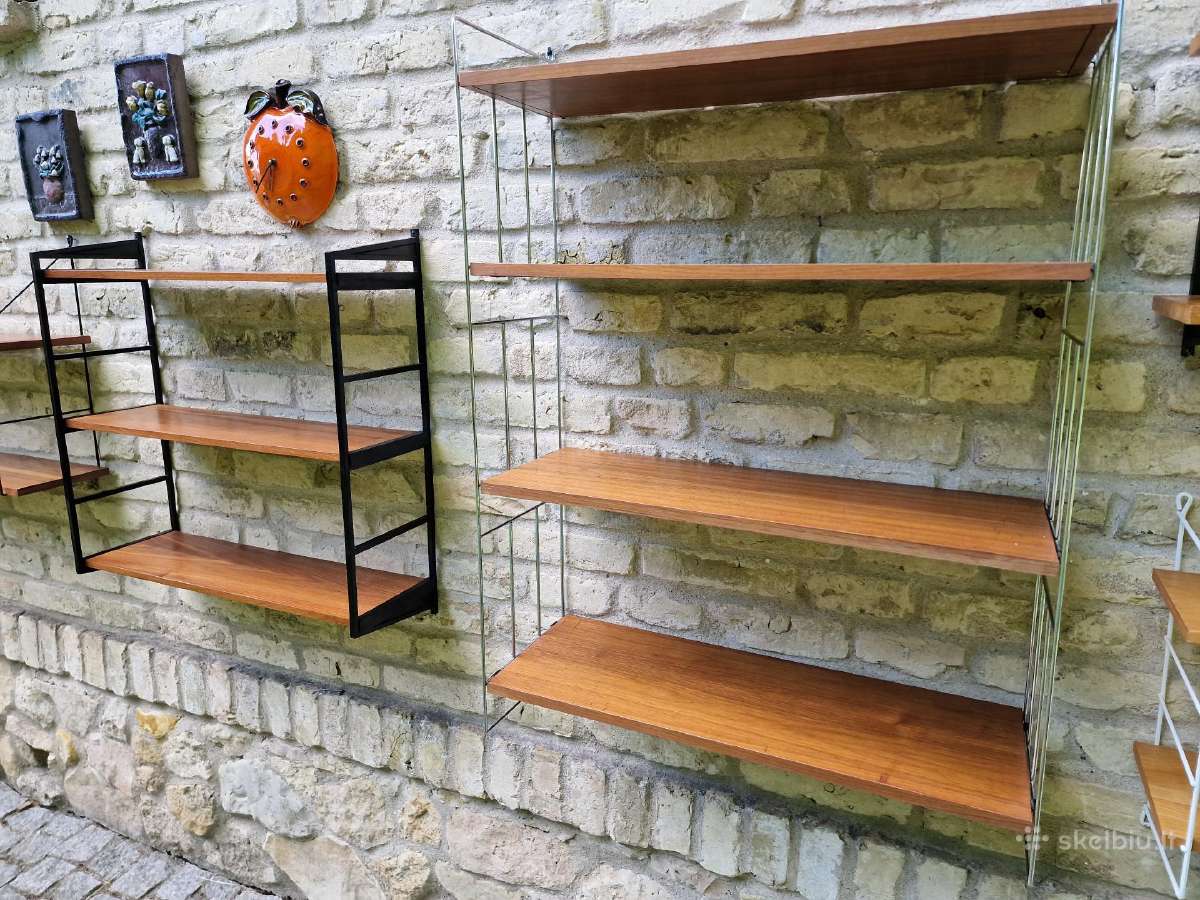 Vintažinės mid century pakabinamos lentynos - nuotraukos Nr. 22
