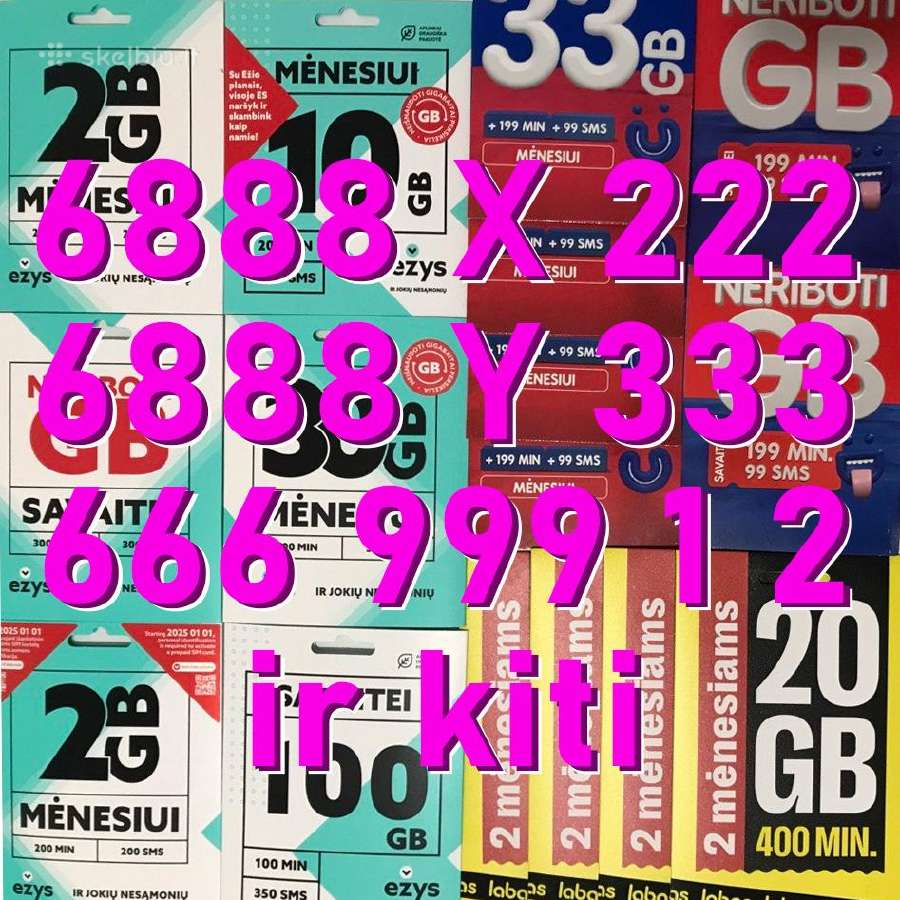 Daug tel. numerių 00013 00077 00088 00099 99000