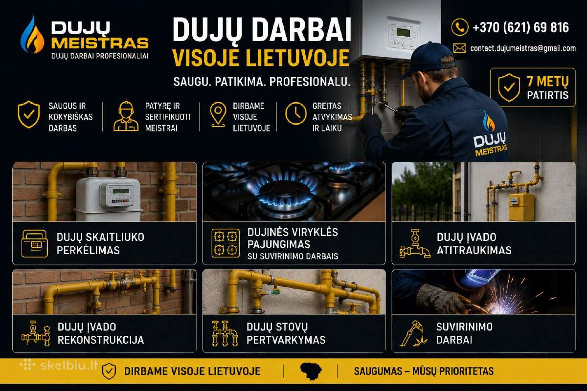 Profesionalūs dujų montavimo darbai visoje Lietuvo