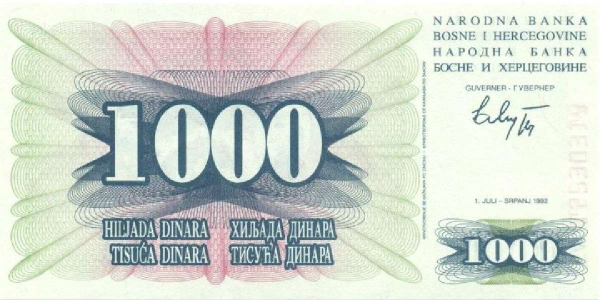Bosnia and Herzegovina 1000 dinara 1992. Unc. P - nuotraukos Nr. 2