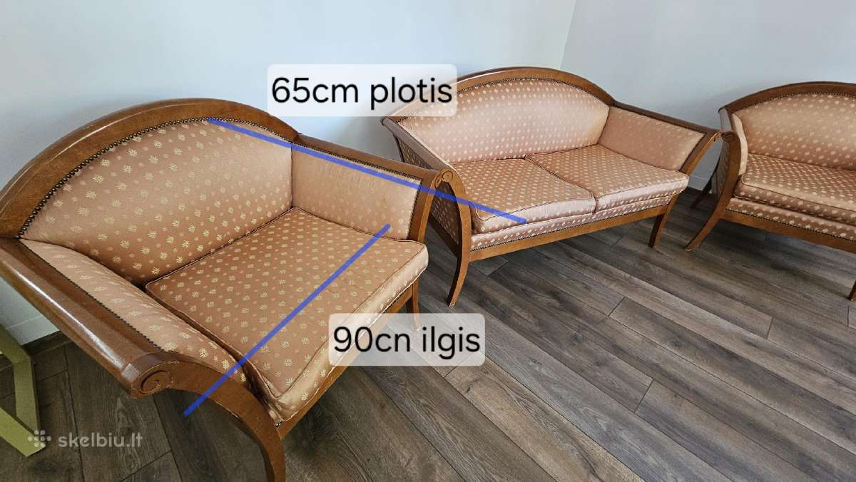 Baldu komplektas sofa,kreslai retro vintazas - nuotraukos Nr. 3