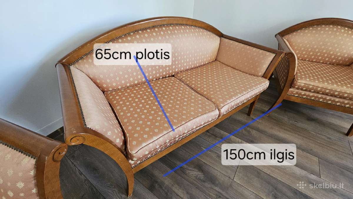 Baldu komplektas sofa,kreslai retro vintazas - nuotraukos Nr. 4