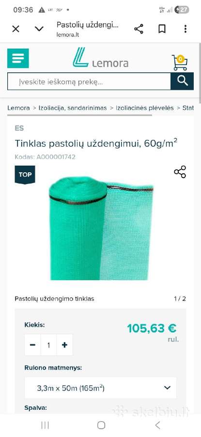 Parduodamas pastolių uždengimo tinklas