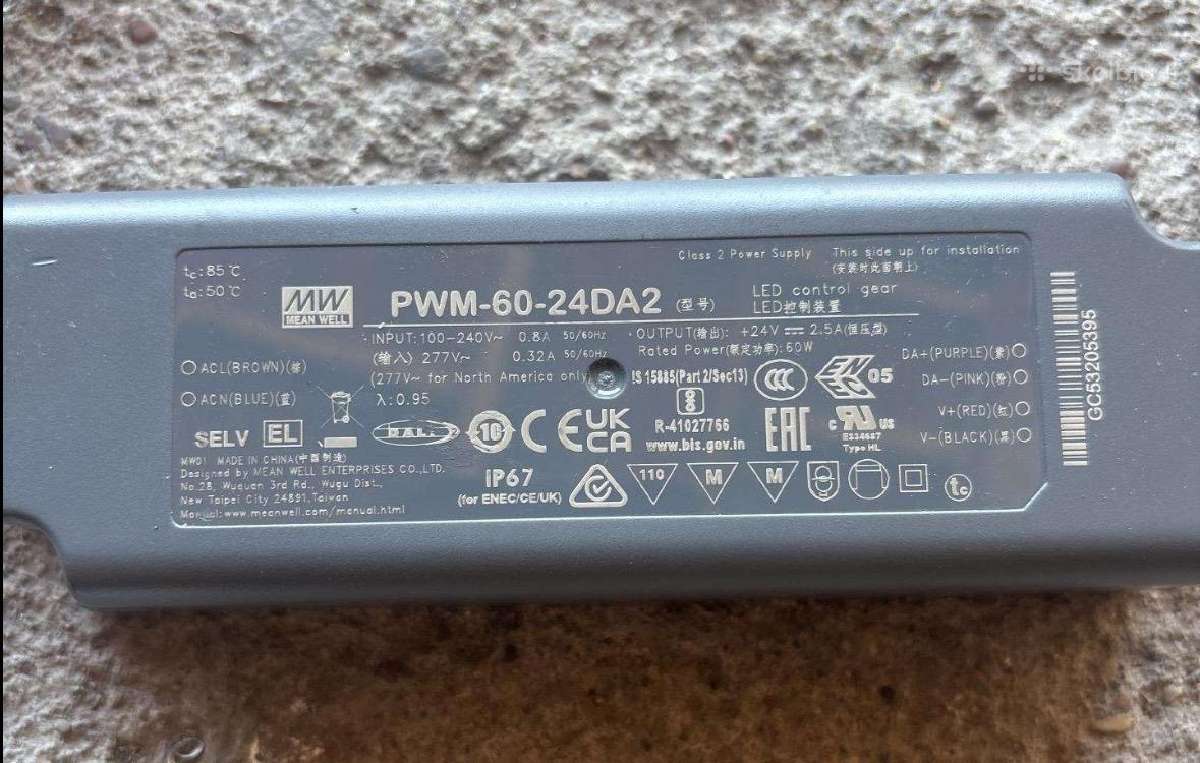 Mean Well Pwm-60-24da2 LED maitinimo šaltinis
