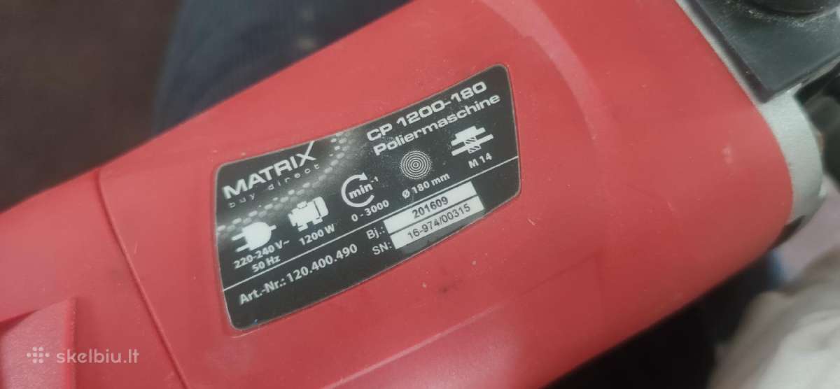 Elektrinis poliruoklis Matrix Cp 1200-180, 1200 W - nuotraukos Nr. 3