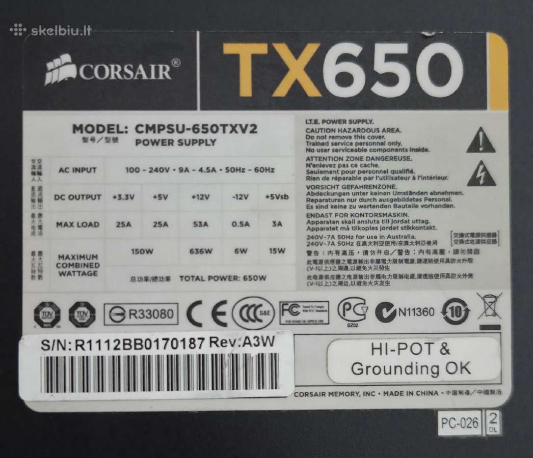 Psu Corsair 750w 650w, Ocz, P1000gm 1000w - nuotraukos Nr. 6