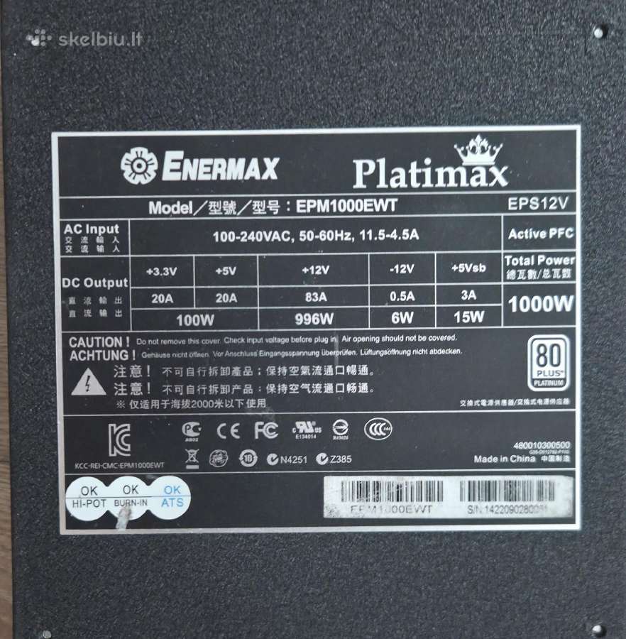 Psu Corsair 750w 650w, Ocz, P1000gm 1000w - nuotraukos Nr. 8