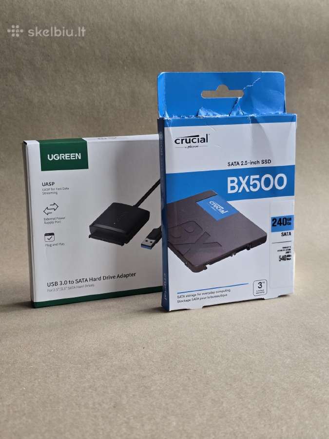 Kietasis diskas SSD Crucial 240gb ir Sata kabelis