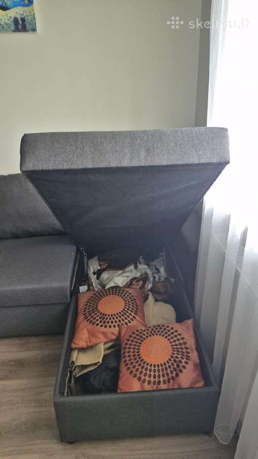 Parduodama naudota kampinė sofa-lova su patalynės - nuotraukos Nr. 3