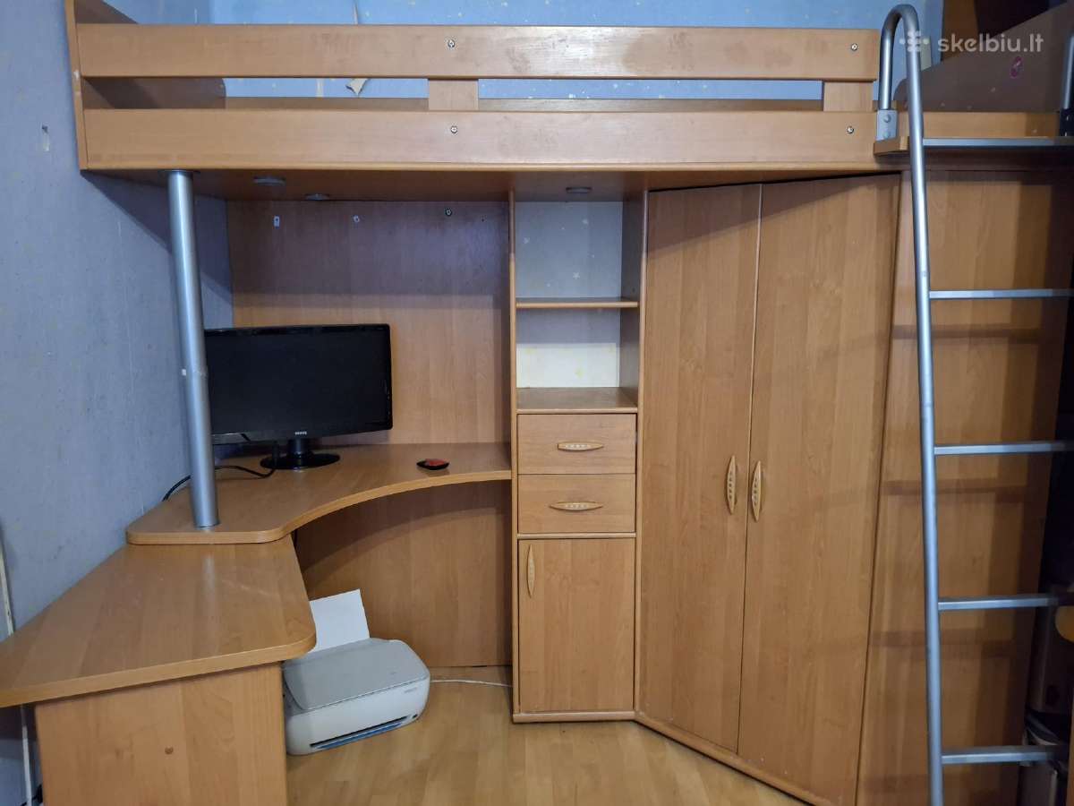 Dviaukštė lova su stalu ir spinta - nuotraukos Nr. 5