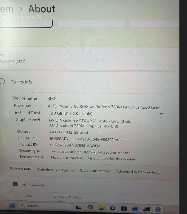 Xmg core 15, rtx 4060 8gb, 32 GB RAM 1t SSD - nuotraukos Nr. 2