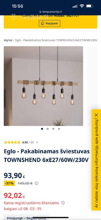 Parduodu lempa kartu su visom lemputėm - nuotraukos Nr. 6