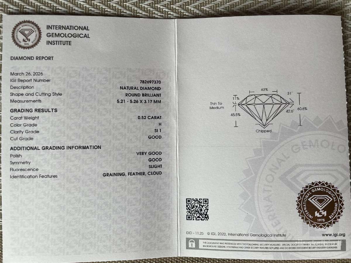 0.52ct natūralus deimantas H Si1 - nuotraukos Nr. 2