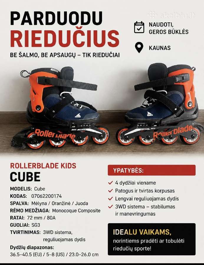 Parduodu riedučius Rollerblade