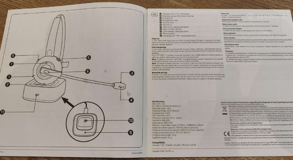 Bluetooth hands-free ausinės Yenkee Yhp 50 - nuotraukos Nr. 7