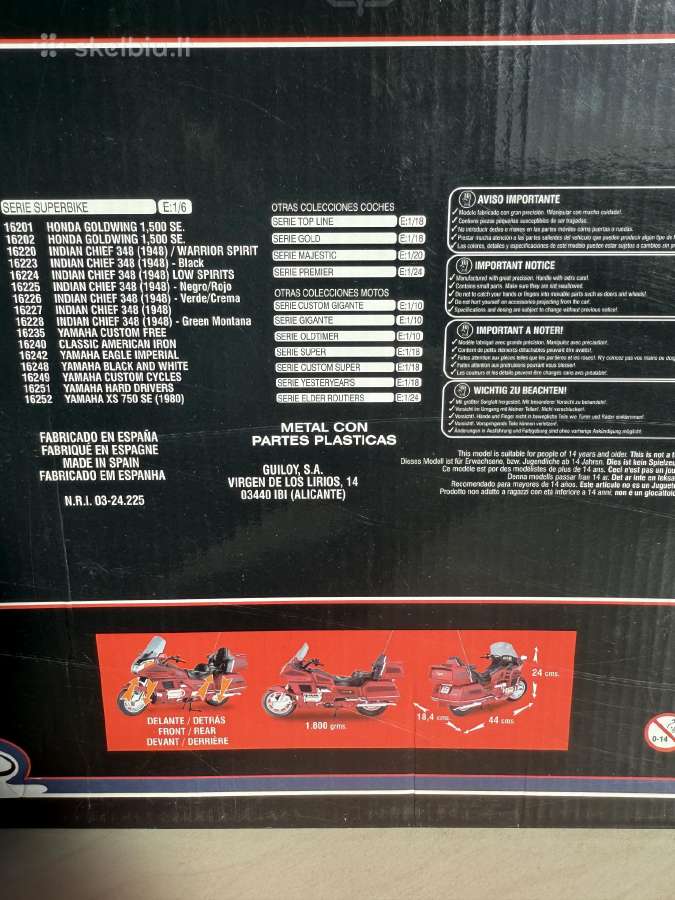Motociklo modelis Honda Goldwing 1500 Se1:6 ma - nuotraukos Nr. 6