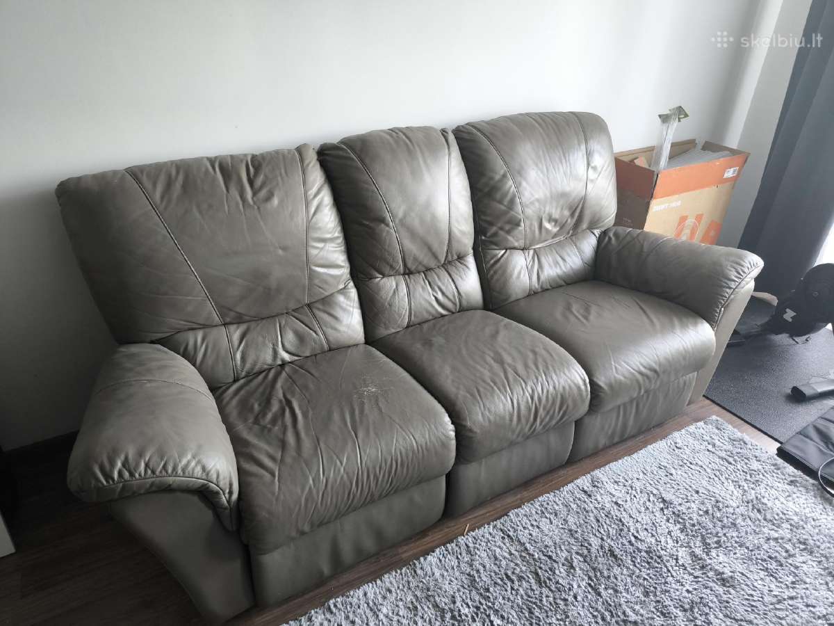 Odinė 3-vietė sofa ir fotelis su redlaineriais