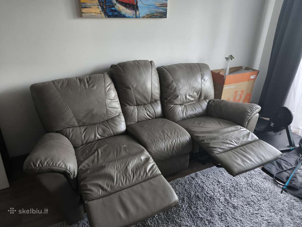Odinė 3-vietė sofa ir fotelis su redlaineriais - nuotraukos Nr. 2