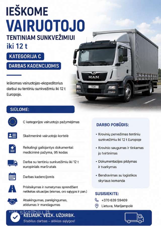 Ieškomas Vairuotojas Ekspeditorius