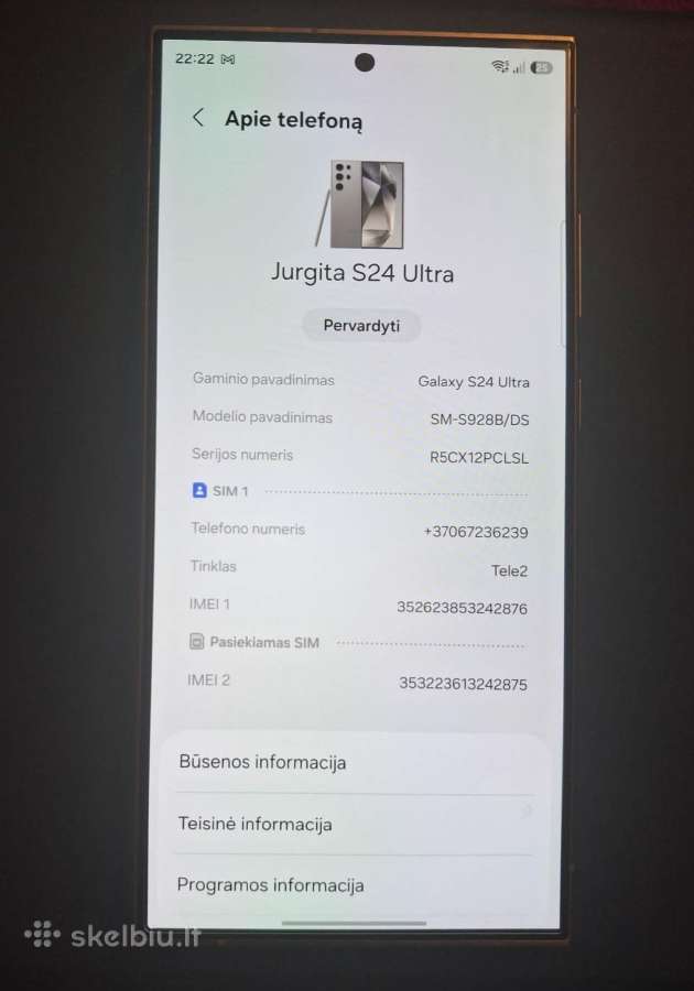 Samsung galaxy S 24ultra Puikios būklės
