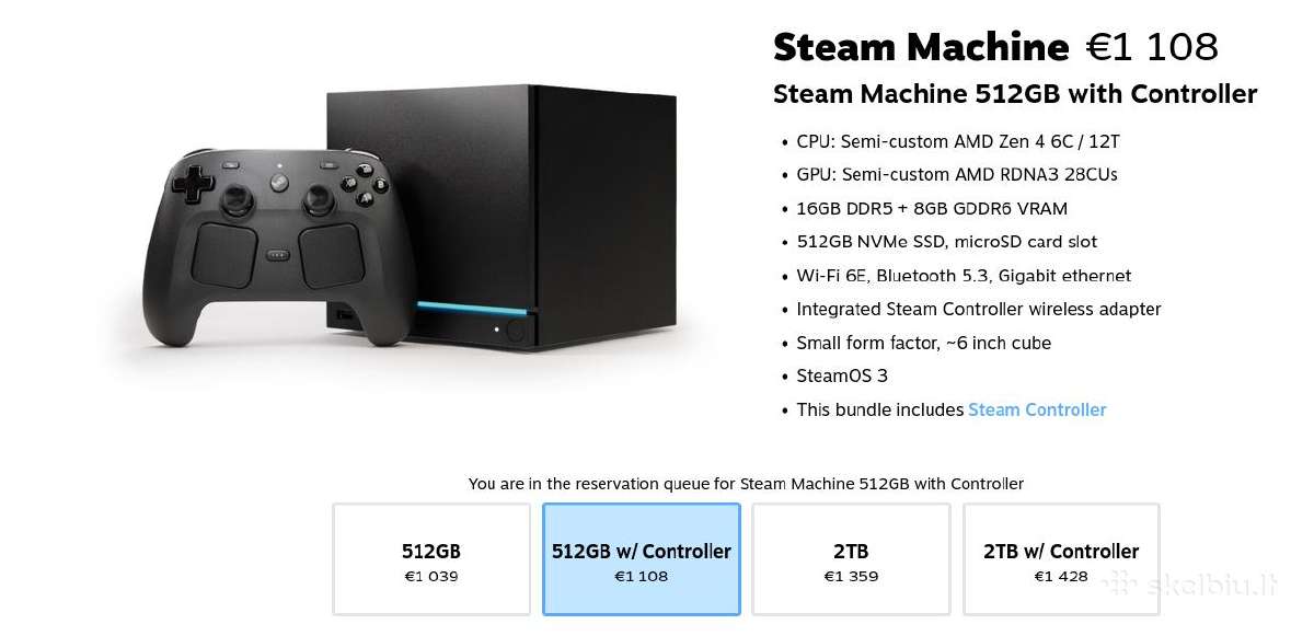 Steam Machine 512gb Su Kontroleriu