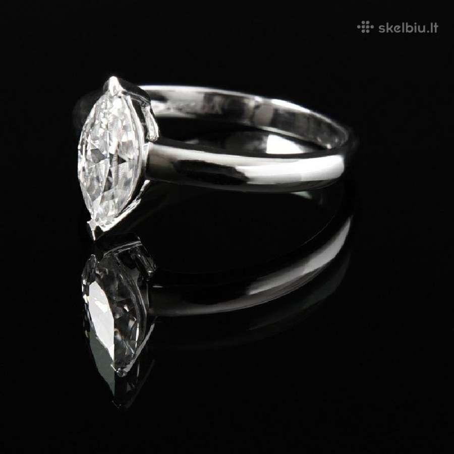 Balto 750 prabos Aukso Žiedas Su 1.10ct Moisanitu