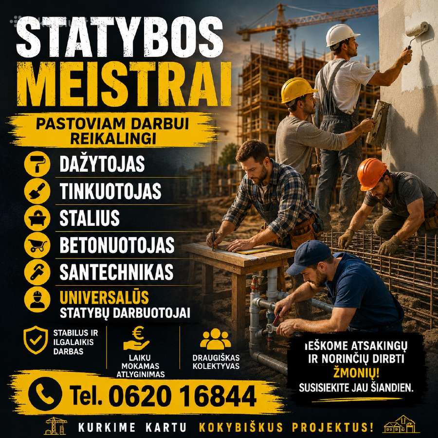 Universalus meistras pastovem darbui.