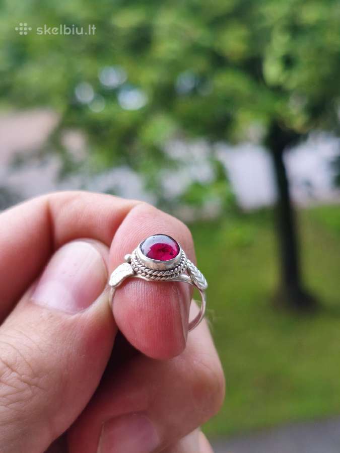 Sidabrinis žiedas su natūraliu Rhodolite Granatu - nuotraukos Nr. 2