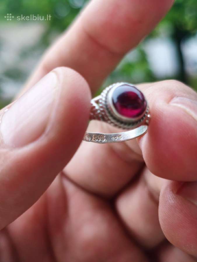 Sidabrinis žiedas su natūraliu Rhodolite Granatu - nuotraukos Nr. 4