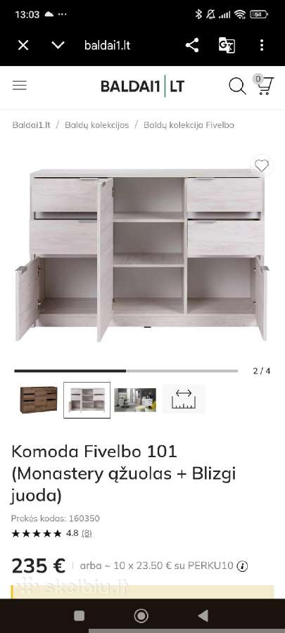 Po 2 vnt rašomasis stalas, komoda ir spinta - nuotraukos Nr. 4