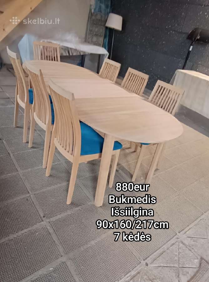 Ovalus Stalas +7 kėdės iš Danijos - nuotraukos Nr. 4