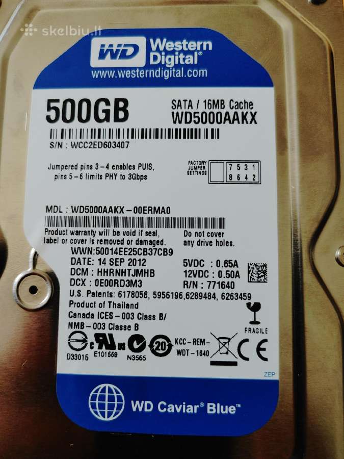 HDD diskas Wd western digital, 500gb