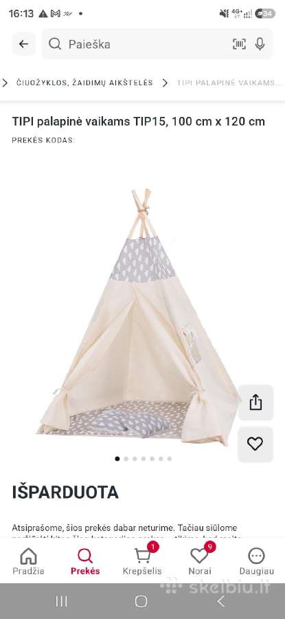 Tipi vaikiška palapinė