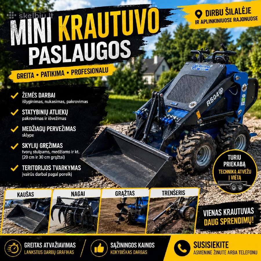 Mini Krautuvas Žolės Pjovimas Aplinkos Tvarkymas - nuotraukos Nr. 38