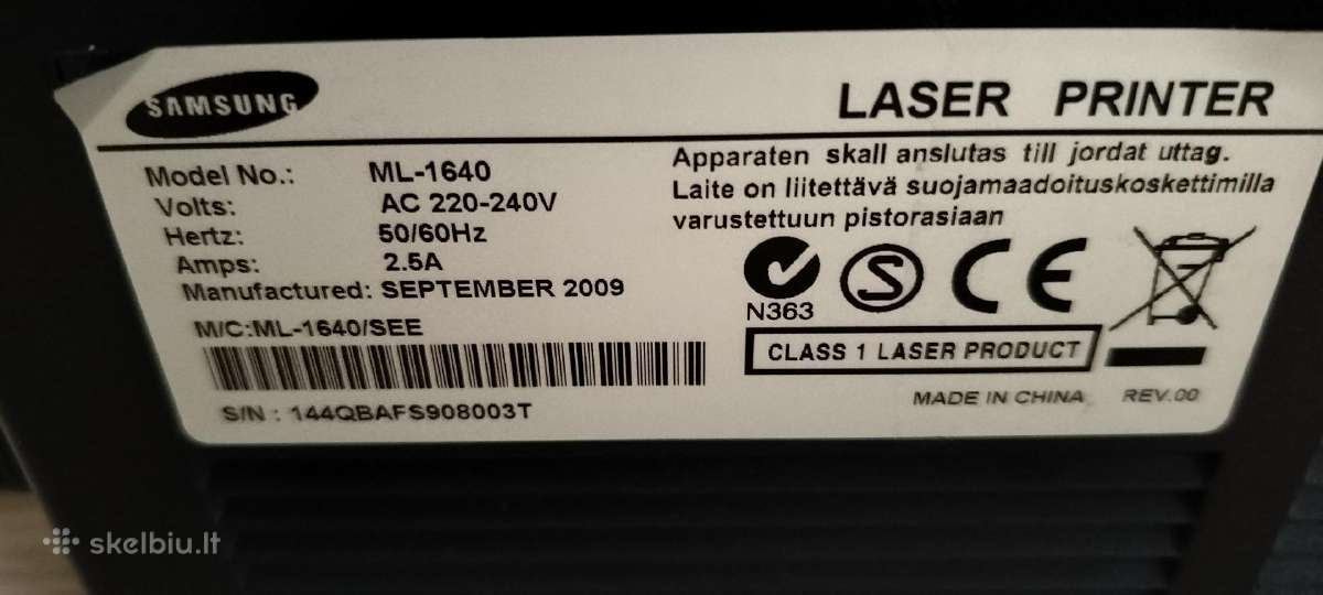 Lazerinis spausdintuvas Samsung Ml-1640 - nuotraukos Nr. 3