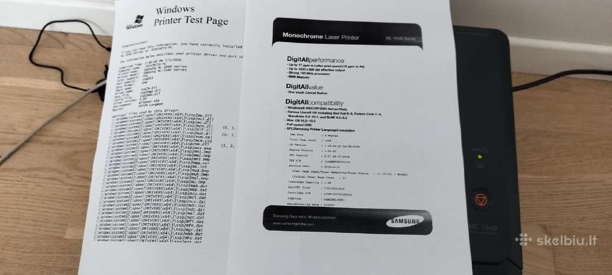 Lazerinis spausdintuvas Samsung Ml-1640 - nuotraukos Nr. 7