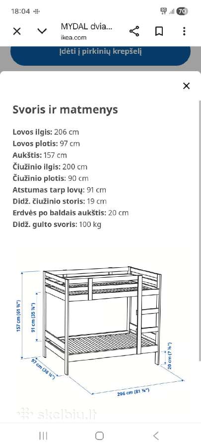 Parduodama dviaukštė vaiku lova - nuotraukos Nr. 8