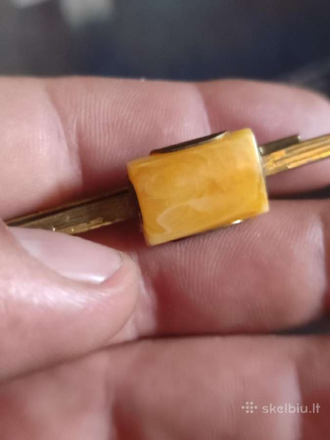 Vintažinis gintarinis kaklaraiščio segtukas - nuotraukos Nr. 2