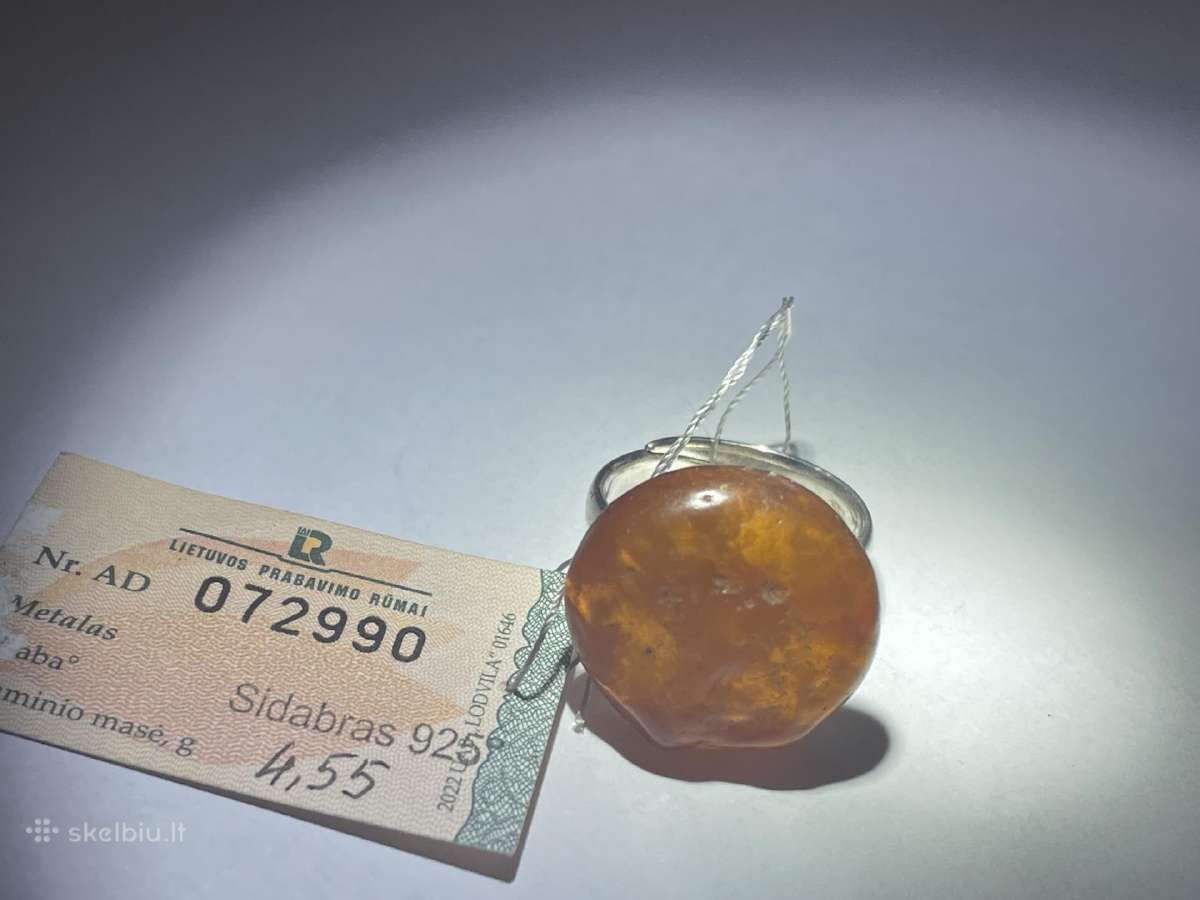 Sidabrinis žiedas 925 su natūraliu gintaru - nuotraukos Nr. 3